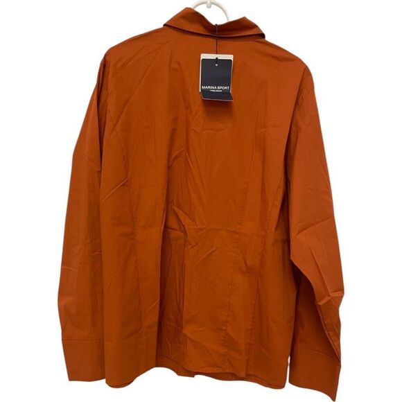 Marina Sport Womens Blouse Shirt Size 22 Orange Button Up Long Sleeve NWT - Picture 3 of 9